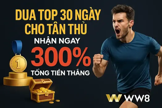 đua top tân thủ tại ww88 30 ngày nhận 300% tổng tiền thắng .